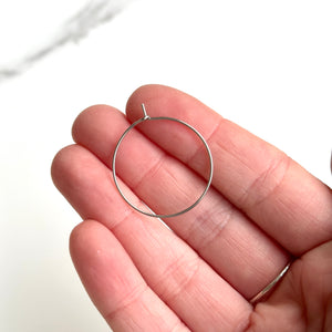 Silver 316 Surgical Stainless Steel Hoop Earrings, Silver Hoop Earrings, 20mm (3/4"), Wire Size: 21 gauge