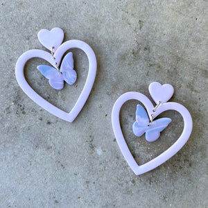 Lover Heart/Butterfly Dangle Earrings || PRE-ORDER