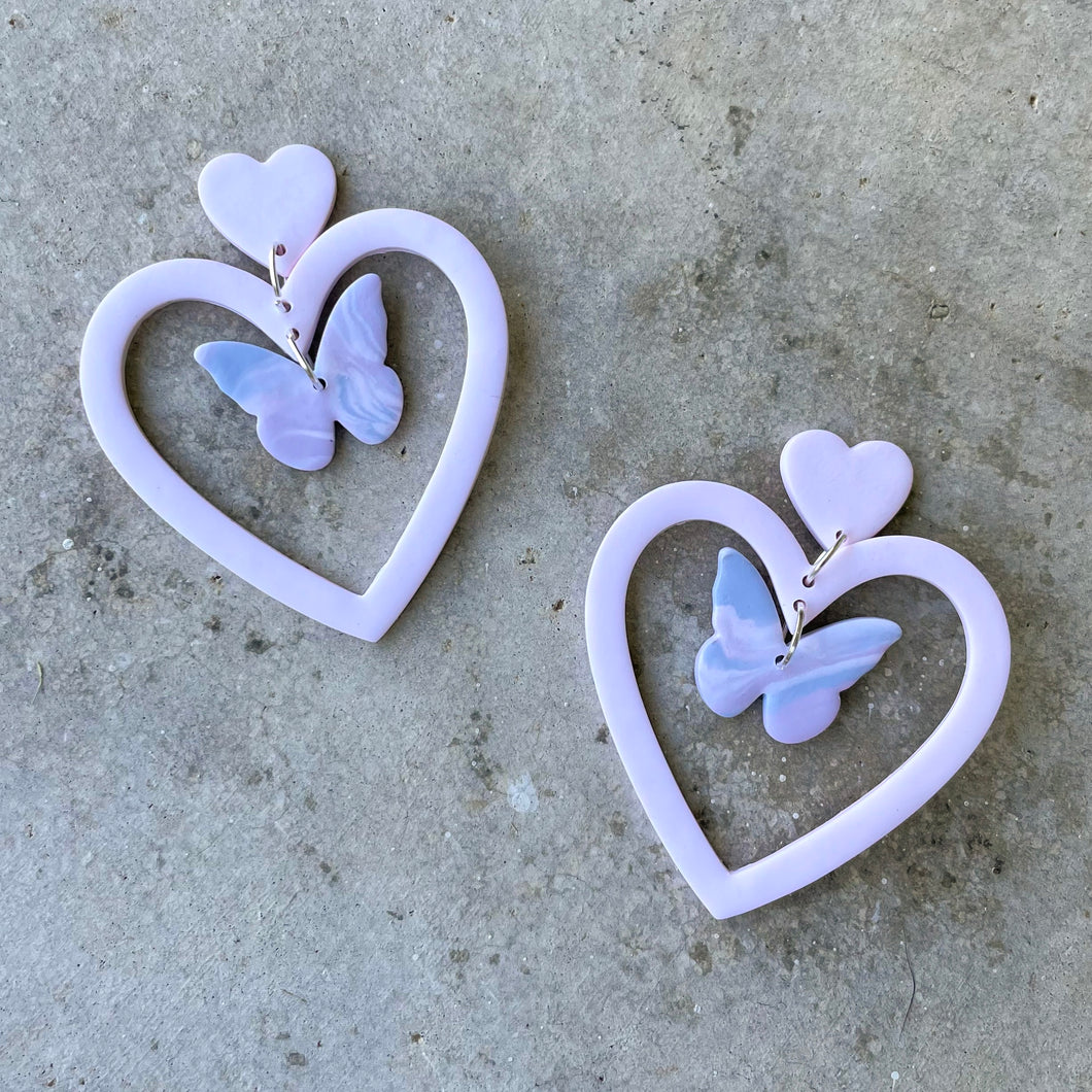 Lover Heart/Butterfly Dangle Earrings || PRE-ORDER