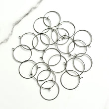 Load image into Gallery viewer, Silver 316 Surgical Stainless Steel Hoop Earrings, Silver Hoop Earrings, 20mm (3/4&quot;), Wire Size: 21 gauge
