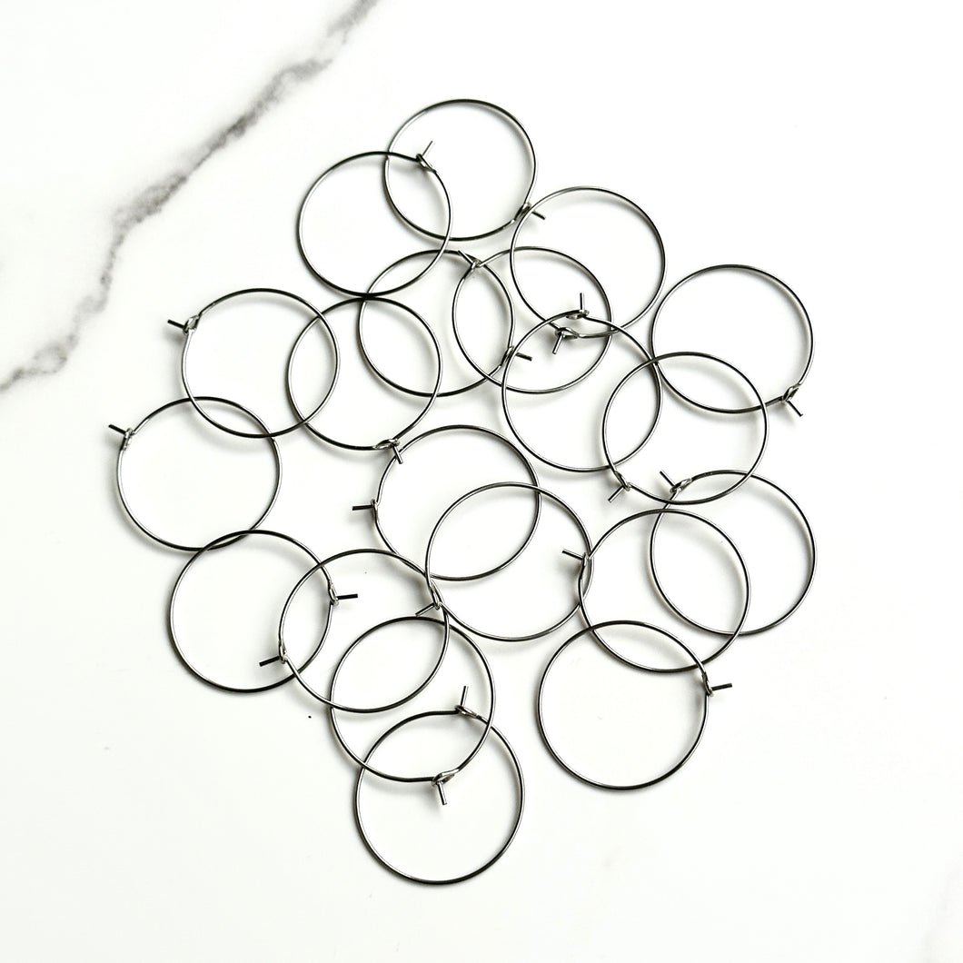 Silver 316 Surgical Stainless Steel Hoop Earrings, Silver Hoop Earrings, 20mm (3/4