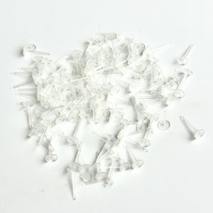 ~120 Clear Plastic Stud Earring Posts (100% HYPOALLERGENIC) 4.5mm